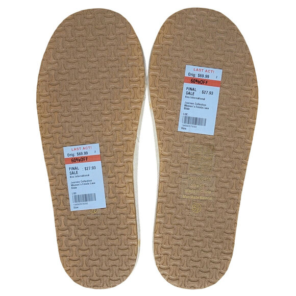 Journee Collection Women Eniola Flat Slide Sandals Size US 5.5M White Lace - Picture 5 of 5